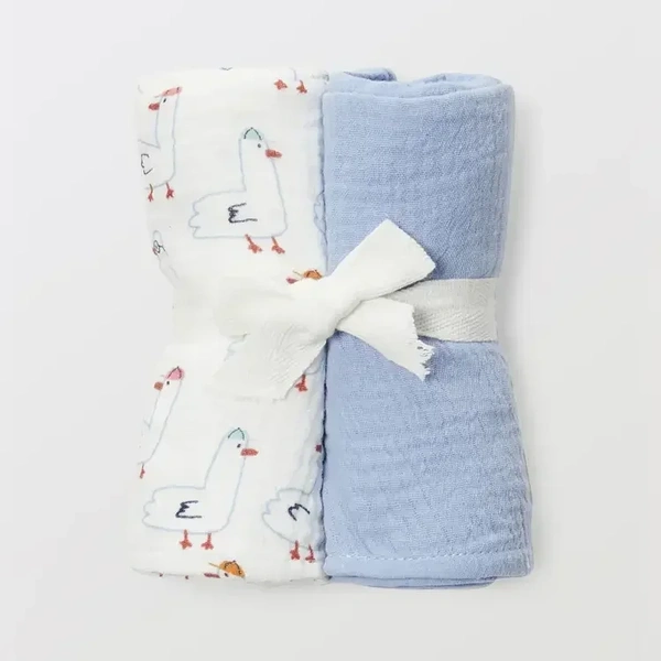 Lot de 2 langes en gaze de coton (canards)